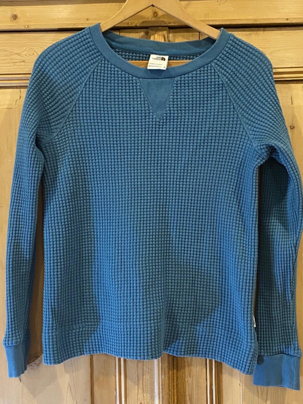 The North Face Chabot Crewneck Waffle Knit Thermal Blue Long Sleeve